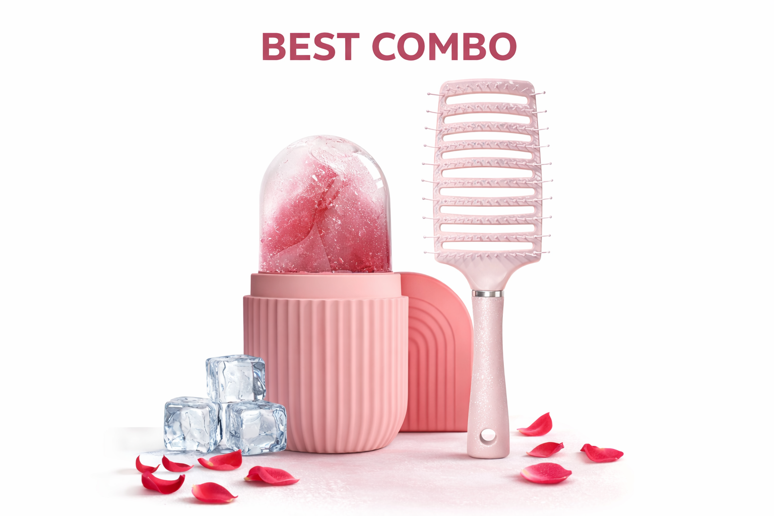 2 in 1 Beauty Combo Ice Roller & Hair Brush for Skin & Hair Care