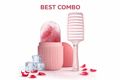 2 in 1 Beauty Combo Ice Roller & Hair Brush for Skin & Hair Care